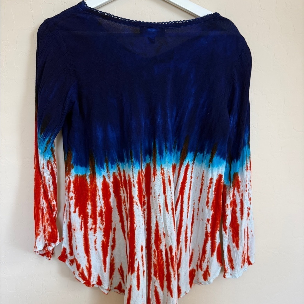Greater Good Patriotic Boho Star Print American Flag Women's Top Small - Picture 6 of 6